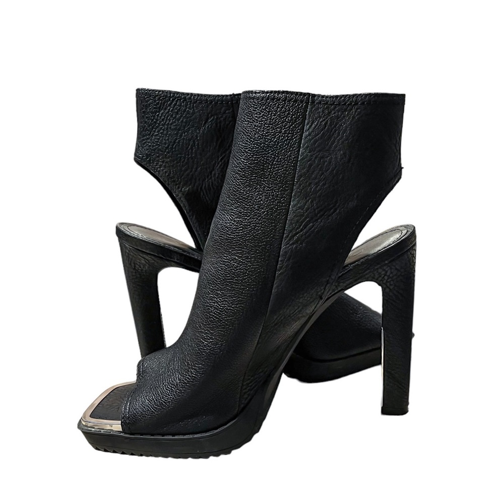 DKNY Malia Pebbled Leather Zip Up Platform Stiletto Bootie Sandals - Picture 4 of 9